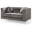 Glory Furniture Pompano Velvet Loveseat in Dark Gray