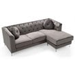 Glory Furniture Pompano Velvet Sofa Chaise in Dark Gray