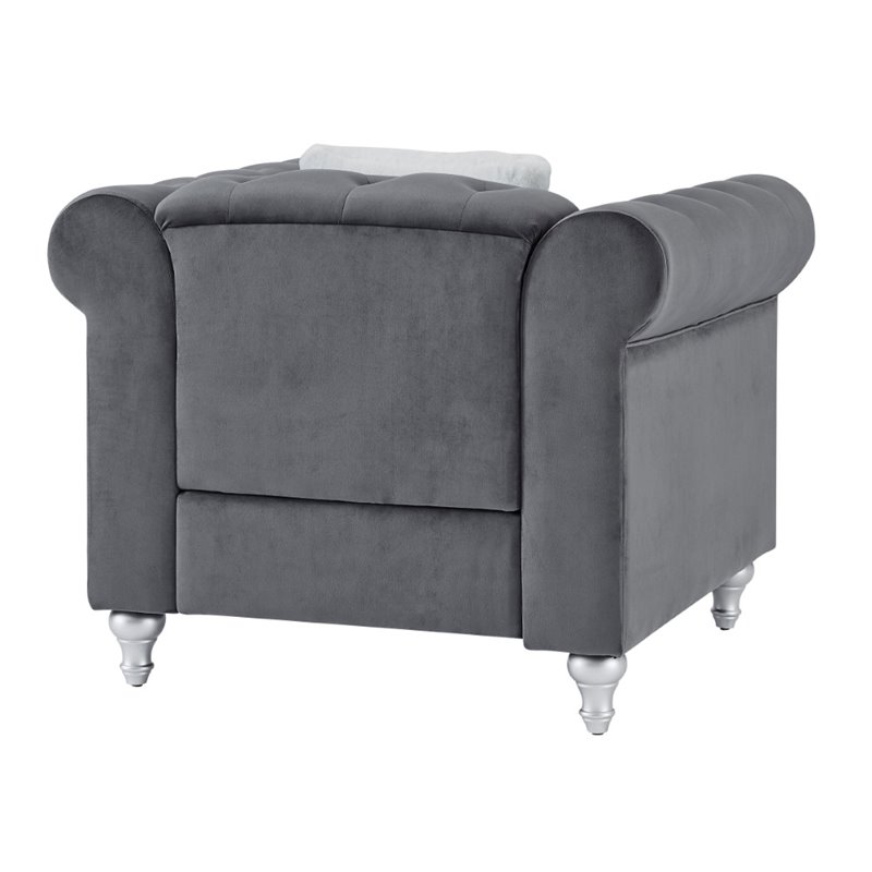 Glory Furniture Raisa Velvet Chair in Gray