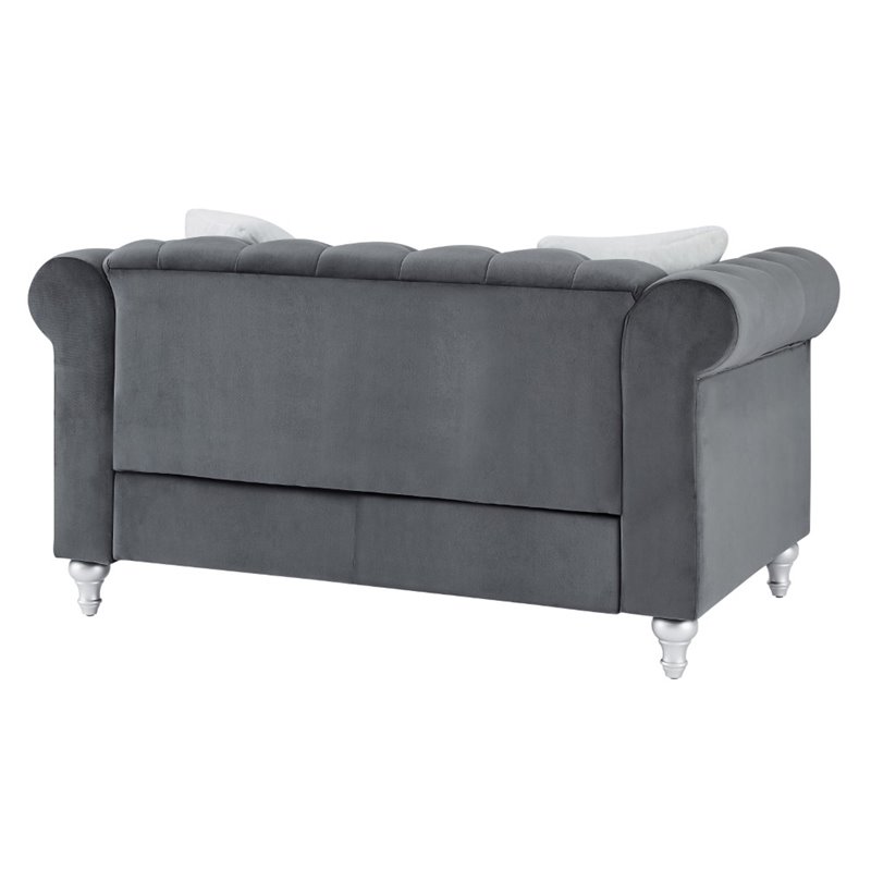 Glory Furniture Raisa Velvet Loveseat in Gray