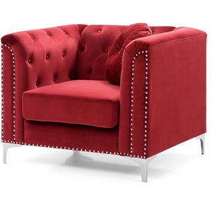 glory furniture pompano velvet chair in burgundy