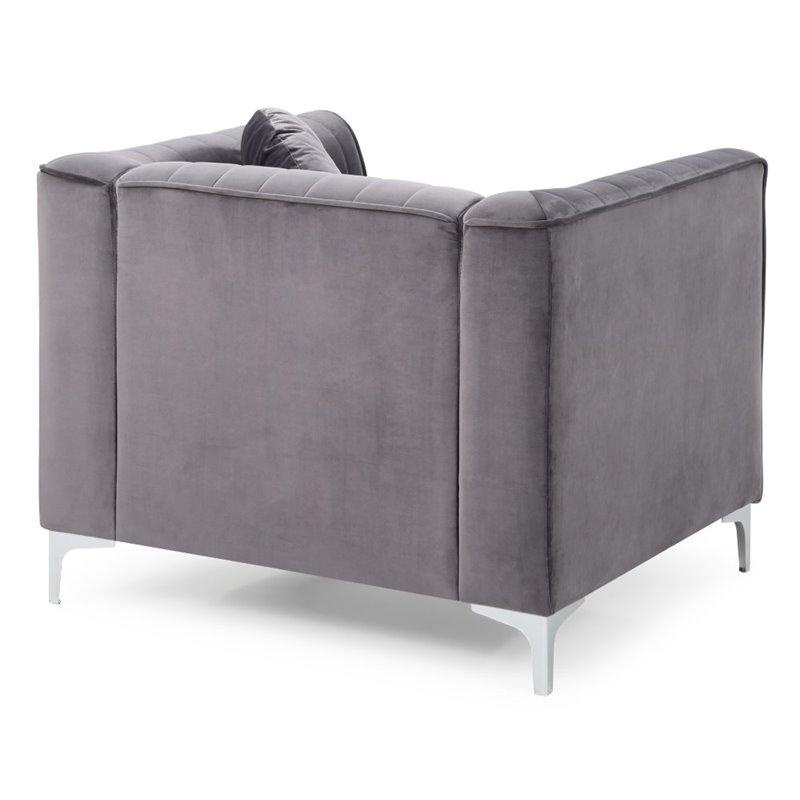 Glory Furniture Delray Velvet Chair in Gray