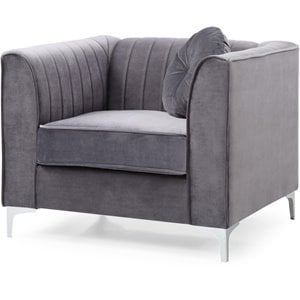 Glory Furniture Delray Velvet Chair in Gray