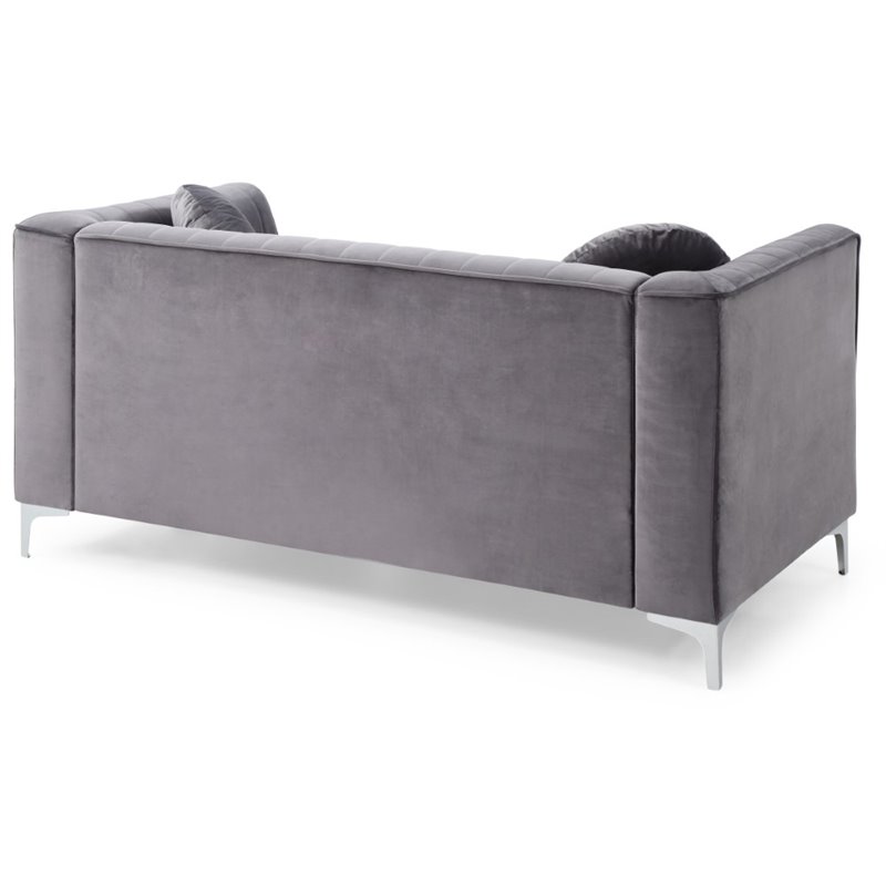 Glory Furniture Delray Velvet Loveseat in Gray