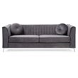 Glory Furniture Delray Velvet Upholstered Sofa in Gray/Chrome Legs