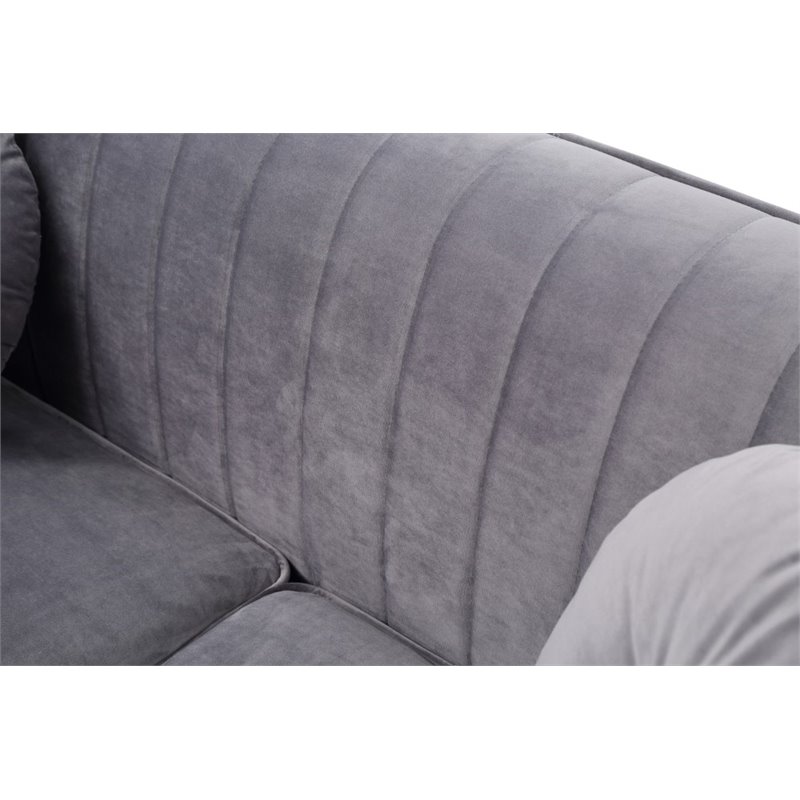 Glory Furniture Delray Velvet Upholstered Sofa in Gray/Chrome Legs