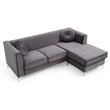 Glory Furniture Delray Velvet Sofa Chaise in Gray