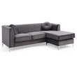 Glory Furniture Delray Velvet Sofa Chaise in Gray