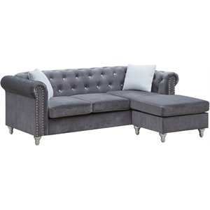 Glory Furniture Raisa Velvet Sofa Chaise in Gray
