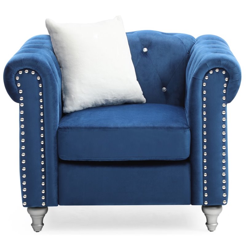 Glory Furniture Raisa Velvet Chair in Navy Blue