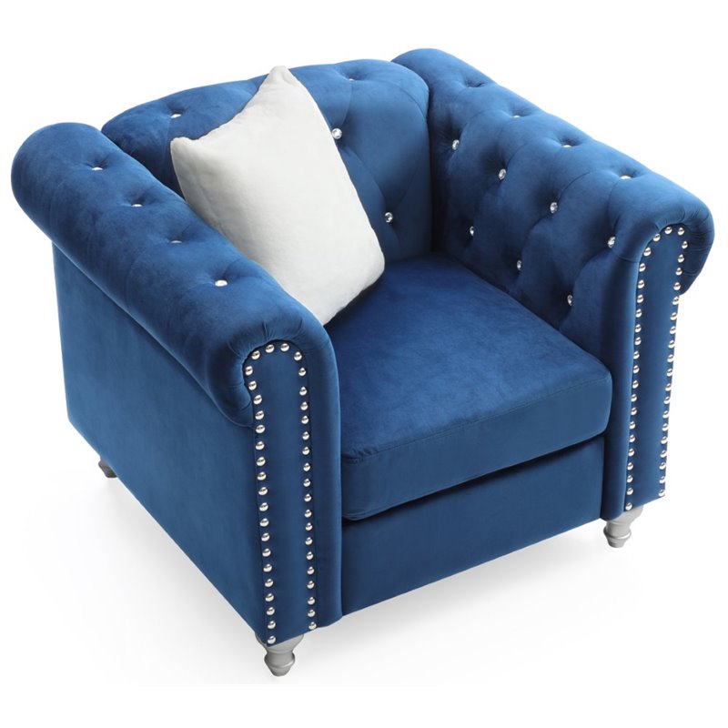 Glory Furniture Raisa Velvet Chair in Navy Blue