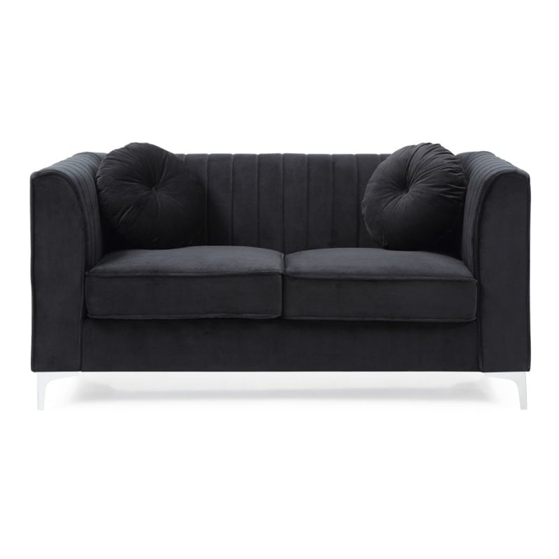 Glory Furniture Delray Velvet Loveseat in Black