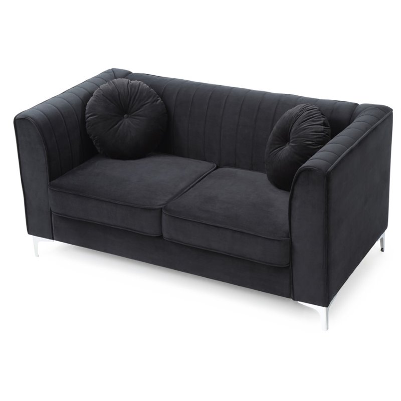 Glory Furniture Delray Velvet Loveseat in Black