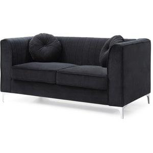 Glory Furniture Delray Velvet Loveseat in Black