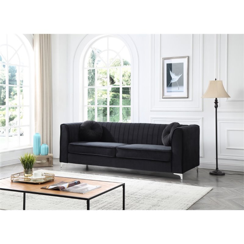 Glory Furniture Delray Velvet Sofa in Black Cymax Business