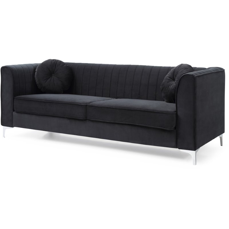 Glory Furniture Delray Velvet Sofa in Black