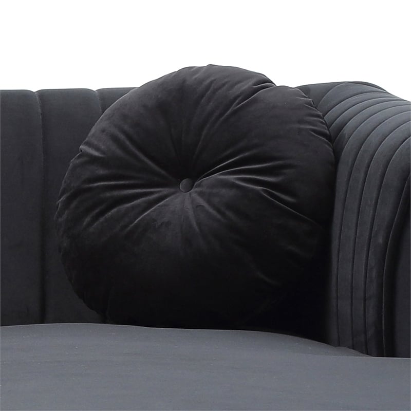Glory Furniture Delray Velvet Sofa Chaise in Black