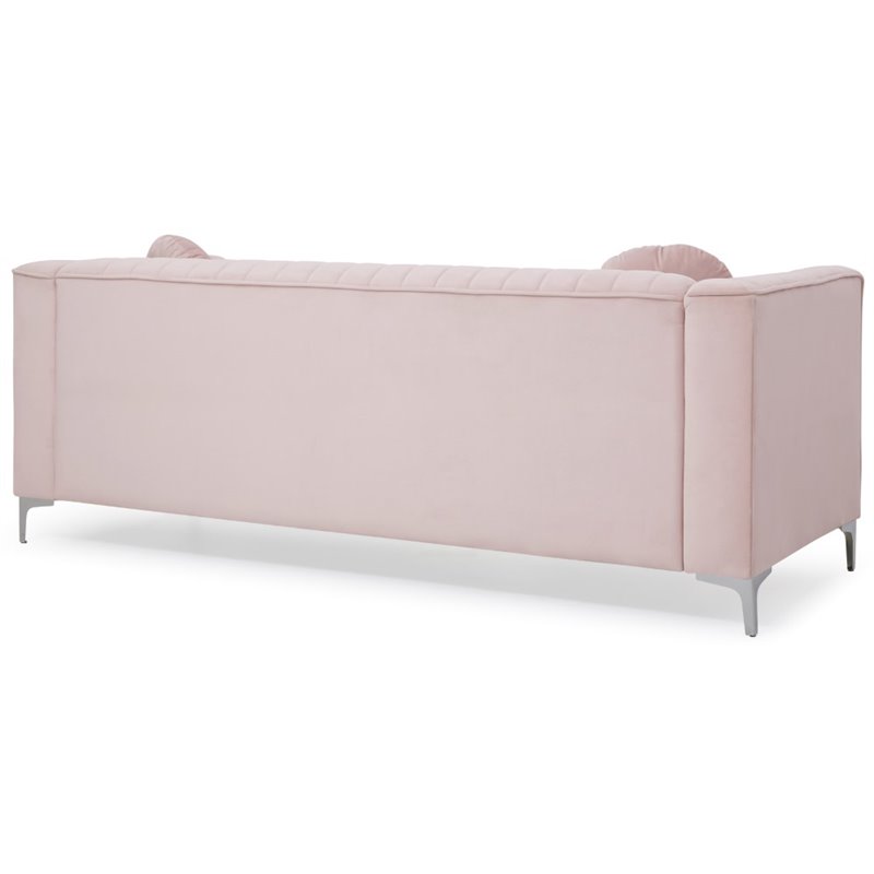 Glory Furniture Delray Velvet Sofa in Pink