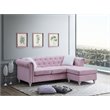 Glory Furniture Raisa Velvet Sofa Chaise in Pink
