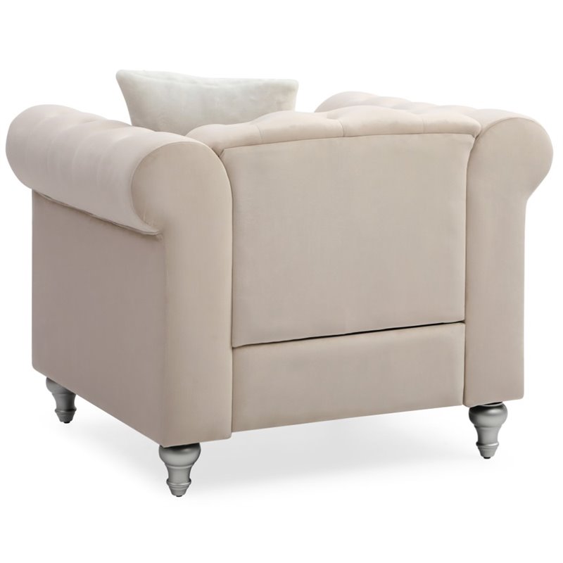 Glory Furniture Raisa Velvet Chair in Beige