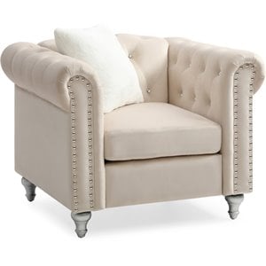 Glory Furniture Raisa Velvet Chair in Beige