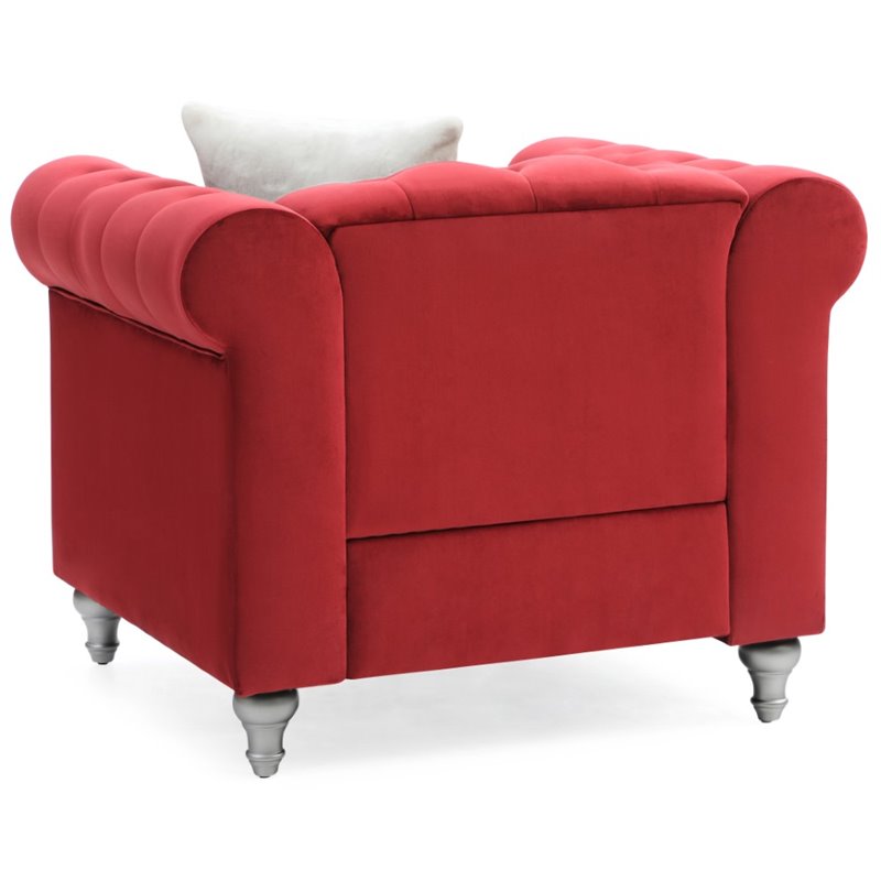 Glory Furniture Raisa Velvet Chair in Burgundy