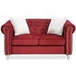Glory Furniture Raisa Velvet Loveseat in Burgundy