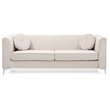 Glory Furniture Delray Velvet Upholstered Sofa in Ivory/Chrome Legs