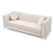 Glory Furniture Delray Velvet Upholstered Sofa in Ivory/Chrome Legs