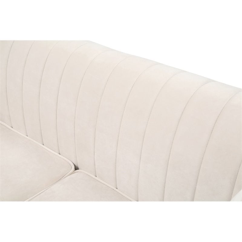 Glory Furniture Delray Velvet Upholstered Sofa in Ivory/Chrome Legs
