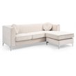 Glory Furniture Delray Velvet Sofa Chaise in Ivory
