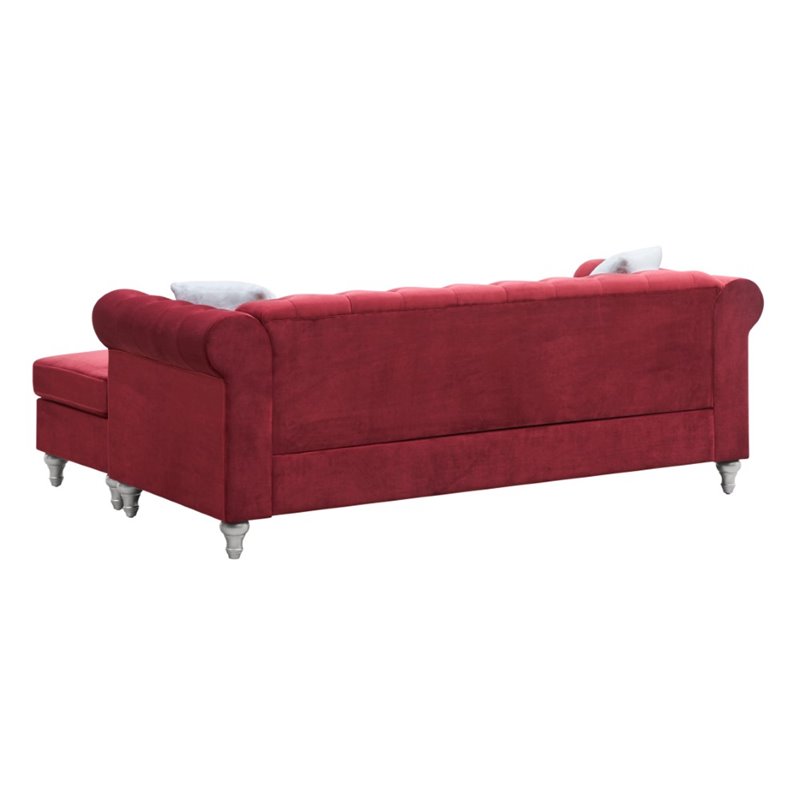 Glory Furniture Raisa Velvet Sofa Chaise in Red ...