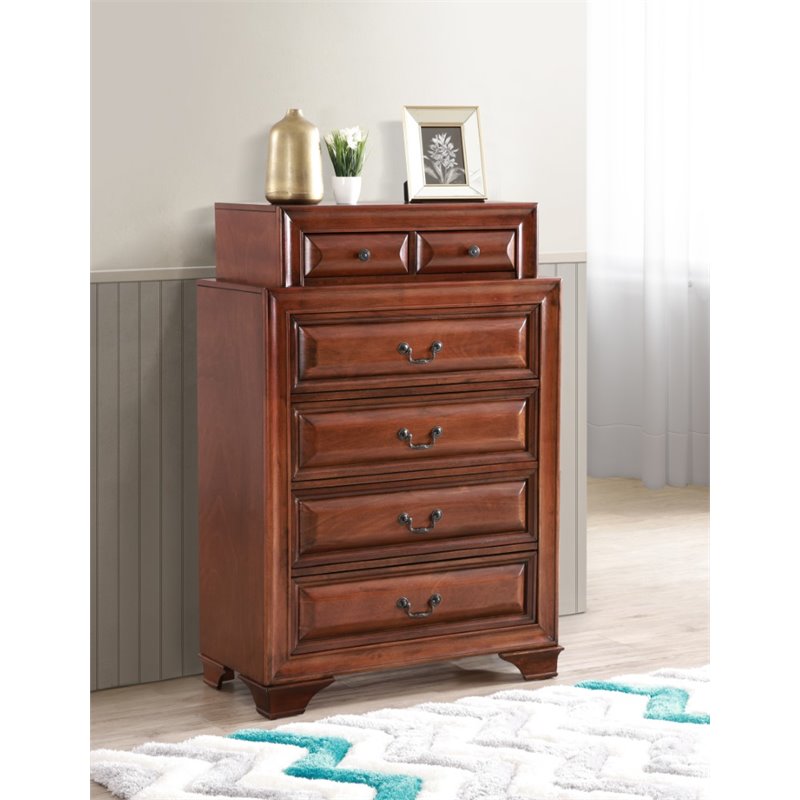 Glory Furniture LaVita 6-Drawers Bedroom Chest in Oak