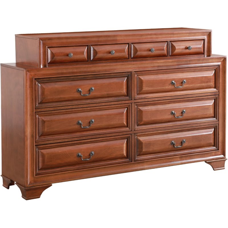Glory Furniture LaVita 10 Drawer Dresser in Oak