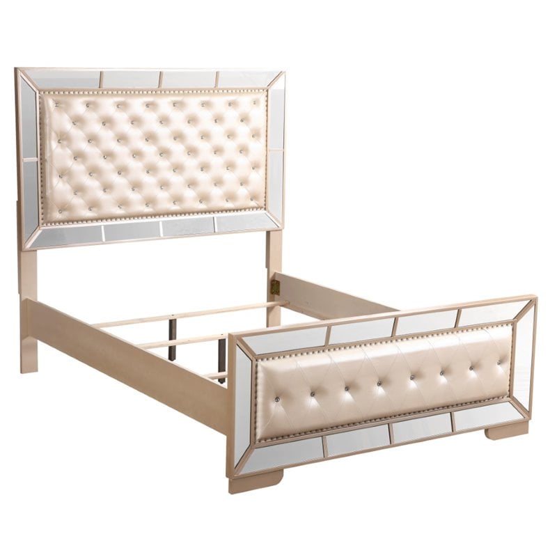 Glory Furniture Hollywood Hills King Panel Bed in Pearl