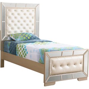 Glory Furniture Hollywood Hills Twin Panel Bed in Pearl