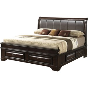 Glory Furniture LaVita Queen Storage Bed in Cappuccino