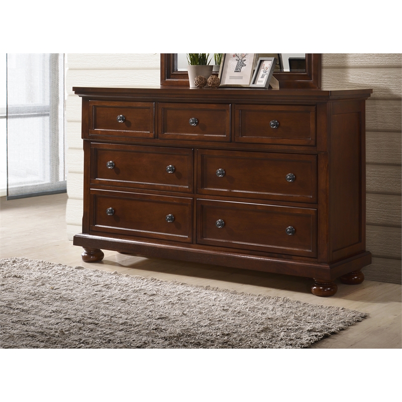 Glory Furniture Meade 7-Drawers Bedroom Dresser Cherry Wood