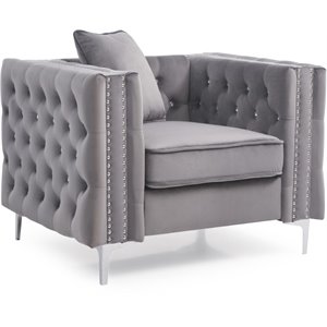 Glory Furniture Paige Velvet Chair in Gray