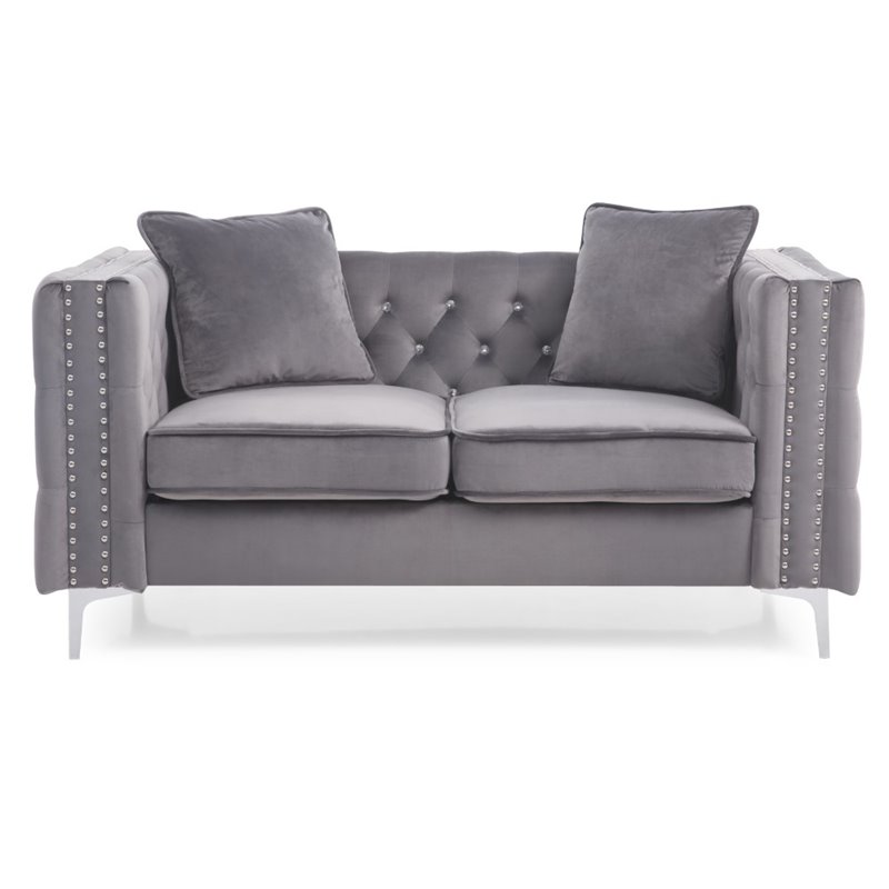 Glory Furniture Paige Velvet Loveseat in Gray