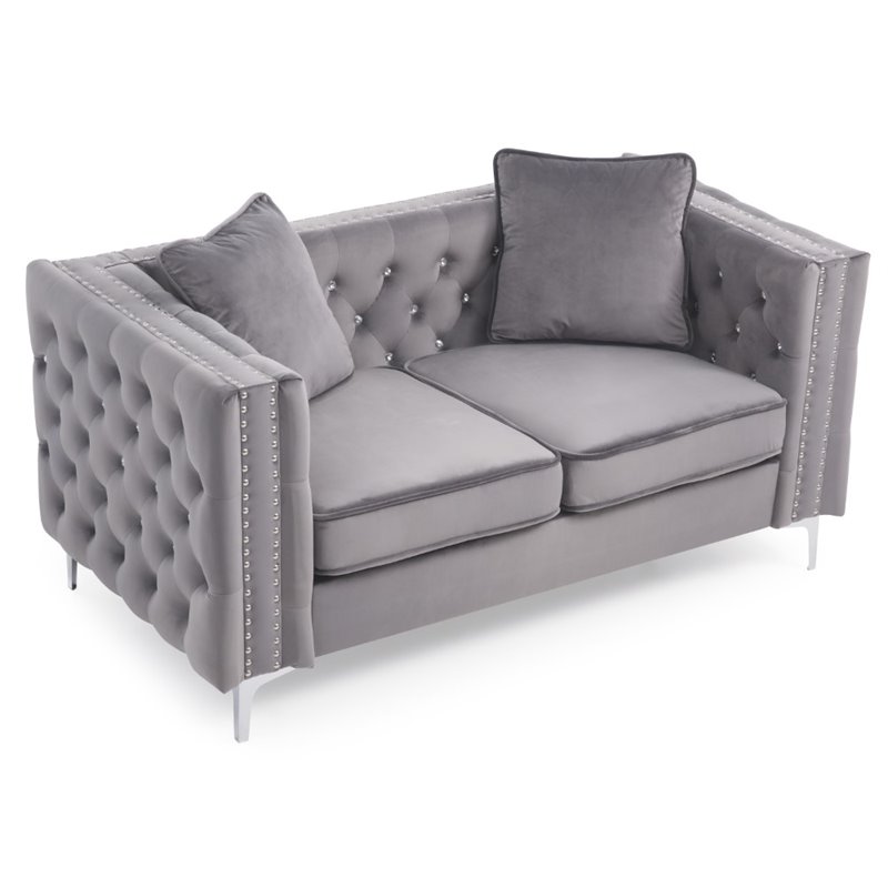 Glory Furniture Paige Velvet Loveseat in Gray