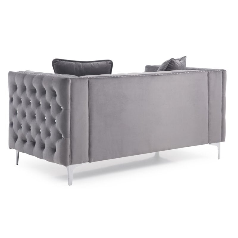 Glory Furniture Paige Velvet Loveseat in Gray