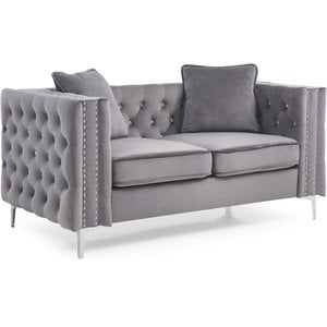 Glory Furniture Paige Velvet Loveseat in Gray