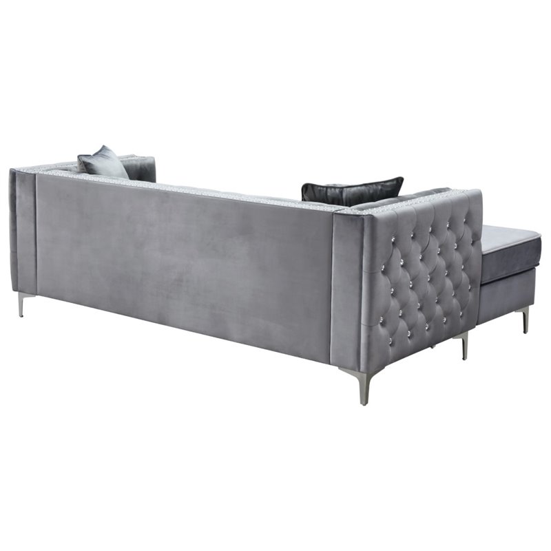 Glory Furniture Paige Velvet Sofa Chaise in Gray