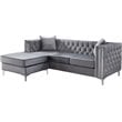 Glory Furniture Paige Velvet Sofa Chaise in Gray