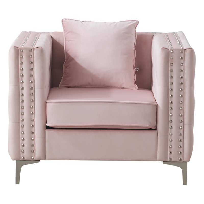 Glory Furniture Paige Velvet Chair in Pink