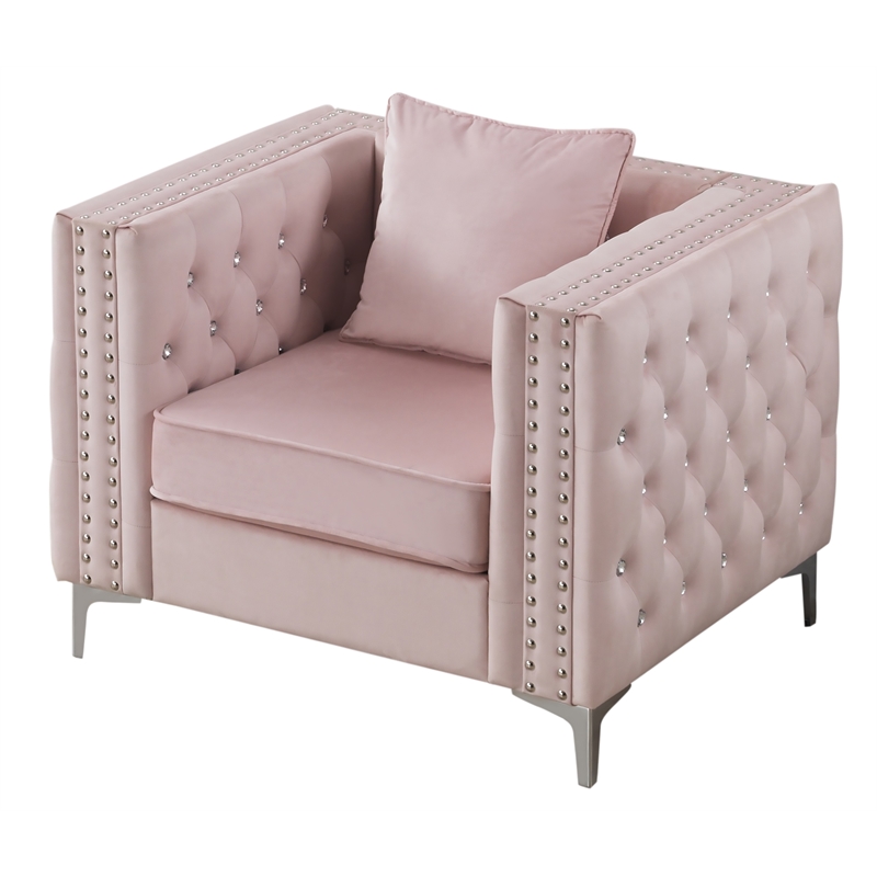 Glory Furniture Paige Velvet Chair in Pink