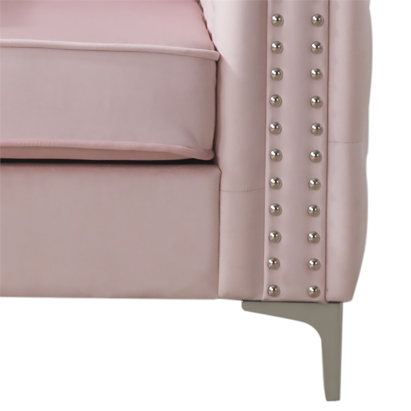 Glory Furniture Paige Velvet Chair in Pink
