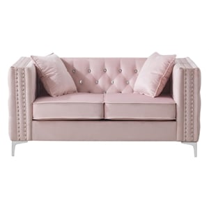 Glory Furniture Paige Velvet Loveseat in Pink