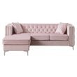 Glory Furniture Paige Velvet Sofa Chaise in Pink